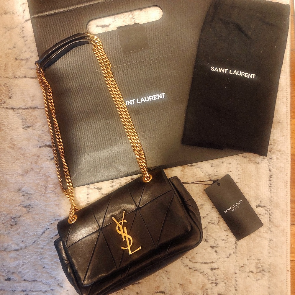 Ysl small Jamie gold chain leather bag black